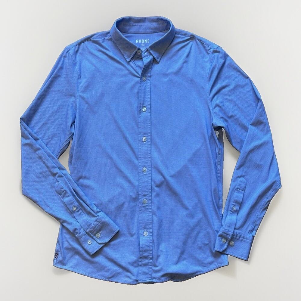 RHONE Commuter Dress Shirt Men’s Sz S- Blue Long Sleeve Button Down Performance